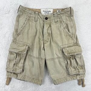 Abercrombie &‎ Fitch Cargo Shorts Men 32 (Tag 30) Tan 10" Paratrooper Y2K Skater